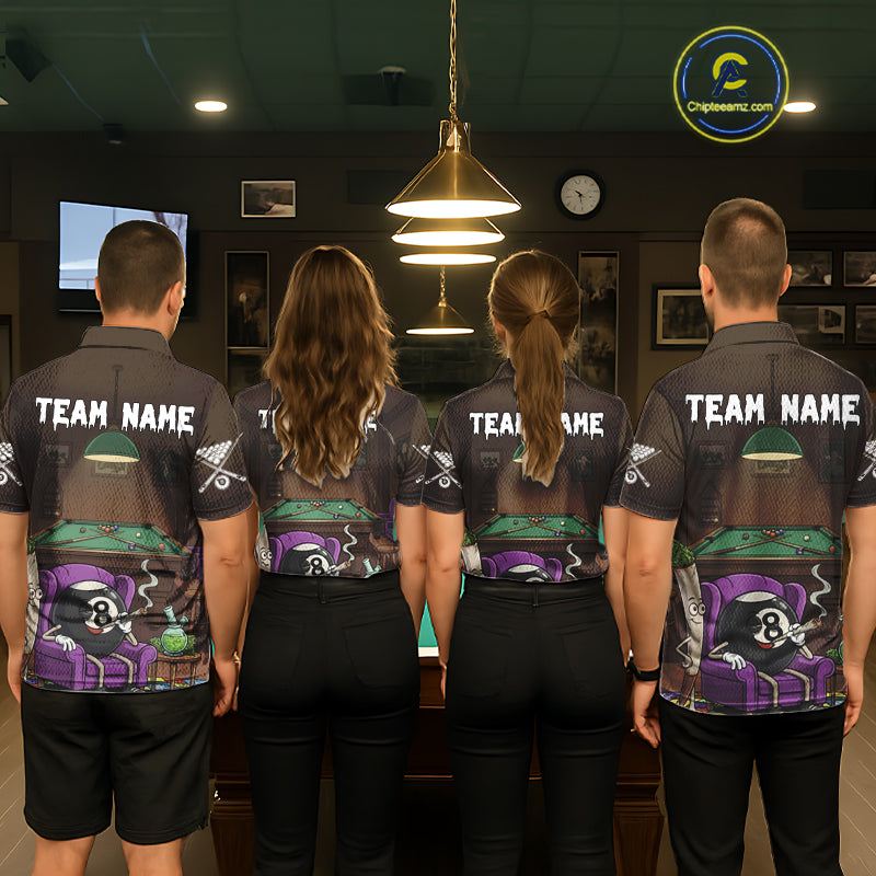 Funny Pool 8 Ball Smoking Women's Billiard Team Shirt Custom Billiard Polo & 1/4 Zip Attire NYN2495