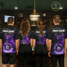 Load image into Gallery viewer, Black &amp; Purple Flames Pool 8 Ball Women's Billiard Team Shirt Custom Funny Bull Billiard Attire NYN2502