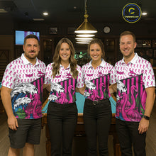 Load image into Gallery viewer, Custom Breast Cancer Awareness Pool Ball Women's Billiard Shirt Funny Flamingo Billiard Attire NYN2504