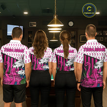 Load image into Gallery viewer, Custom Breast Cancer Awareness Pool Ball Women's Billiard Shirt Funny Flamingo Billiard Attire NYN2504