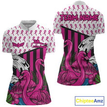 Load image into Gallery viewer, Custom Breast Cancer Awareness Pool Ball Women's Billiard Shirt Funny Flamingo Billiard Attire NYN2504
