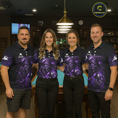 Thunder Purple Smokes Grim Reaper Ball 8 Billiards Pool Shirt For Men Personalized Billiard Team Names NYN2695
