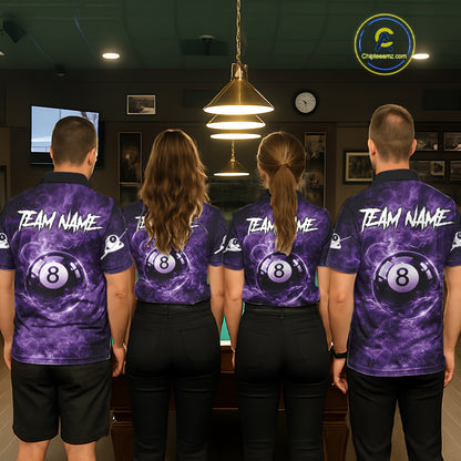 Thunder Purple Smokes Grim Reaper Ball 8 Billiards Pool Shirt For Men Personalized Billiard Team Names NYN2695