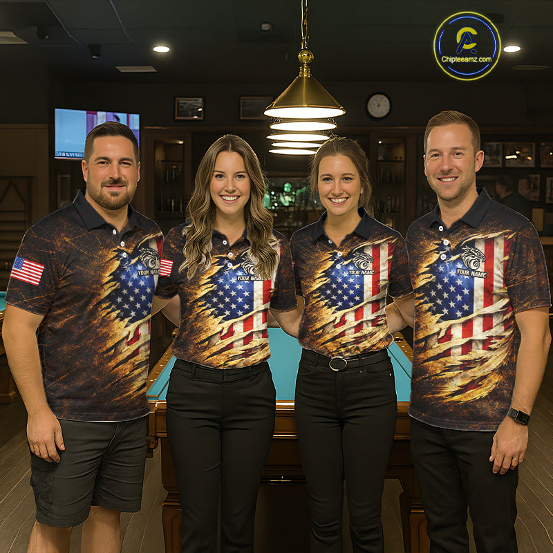 Eagle Retro Grunge American Flag Ball 8 Billiards Pool Shirt For Men Personalized Billiard Team Names NYN2696