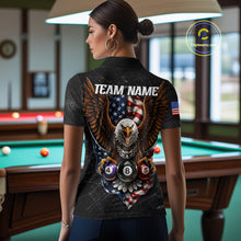 Load image into Gallery viewer, Eagle Grey Grunge American Flag Ball 8 Billiards Pool Shirt For Women Personalized Billiard Team Names NYN2697