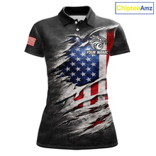 Load image into Gallery viewer, Eagle Grey Grunge American Flag Ball 8 Billiards Pool Shirt For Women Personalized Billiard Team Names NYN2697