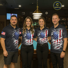 Load image into Gallery viewer, Eagle Grey Grunge American Flag Ball 8 Billiards Pool Shirt For Women Personalized Billiard Team Names NYN2697
