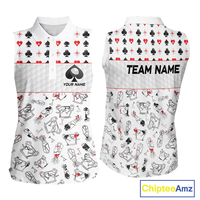 Poker Womens Golf Sleeveless Polo Shirt Personalized Name Funny Golf Top For Team Golfer Gift For Ladies NYN2850