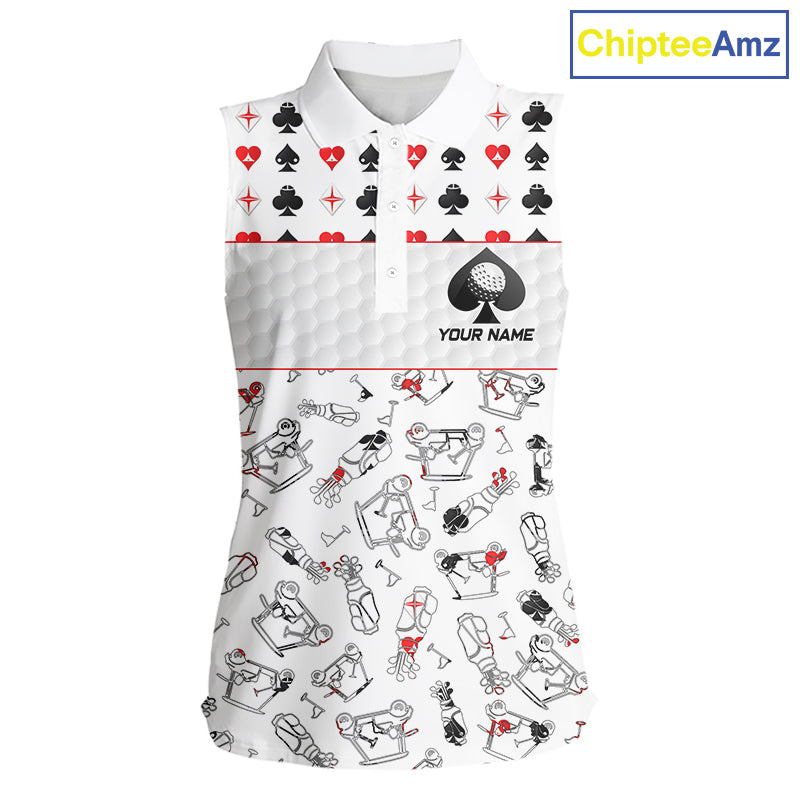 Poker Womens Golf Sleeveless Polo Shirt Personalized Name Funny Golf Top For Team Golfer Gift For Ladies NYN2850