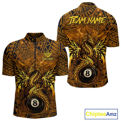 Black And Yellow Tribal Pattern Billiard Phoenix Jersey For Men Billiard 8 Ball Pool Team Shirts NYN2861