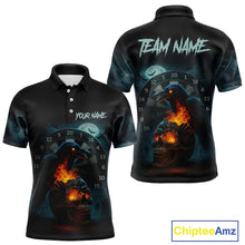 Load image into Gallery viewer, Personalized Blue Raven &amp; Skull Grunge Dart Jerseys, Dart Team Shirts For Men Custom NYN1096