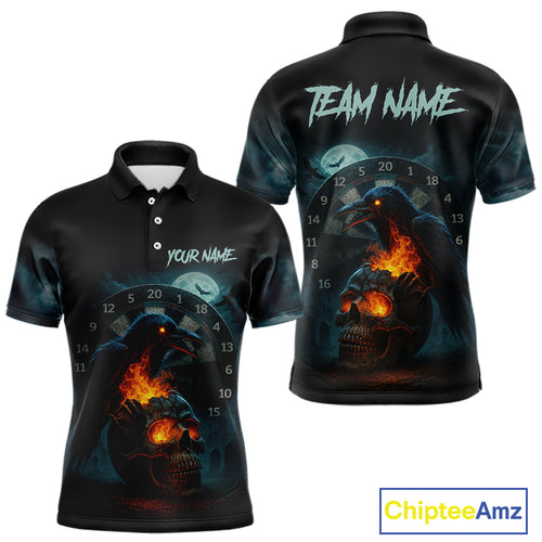 Personalized Blue Raven & Skull Grunge Dart Jerseys, Dart Team Shirts For Men Custom NYN1096