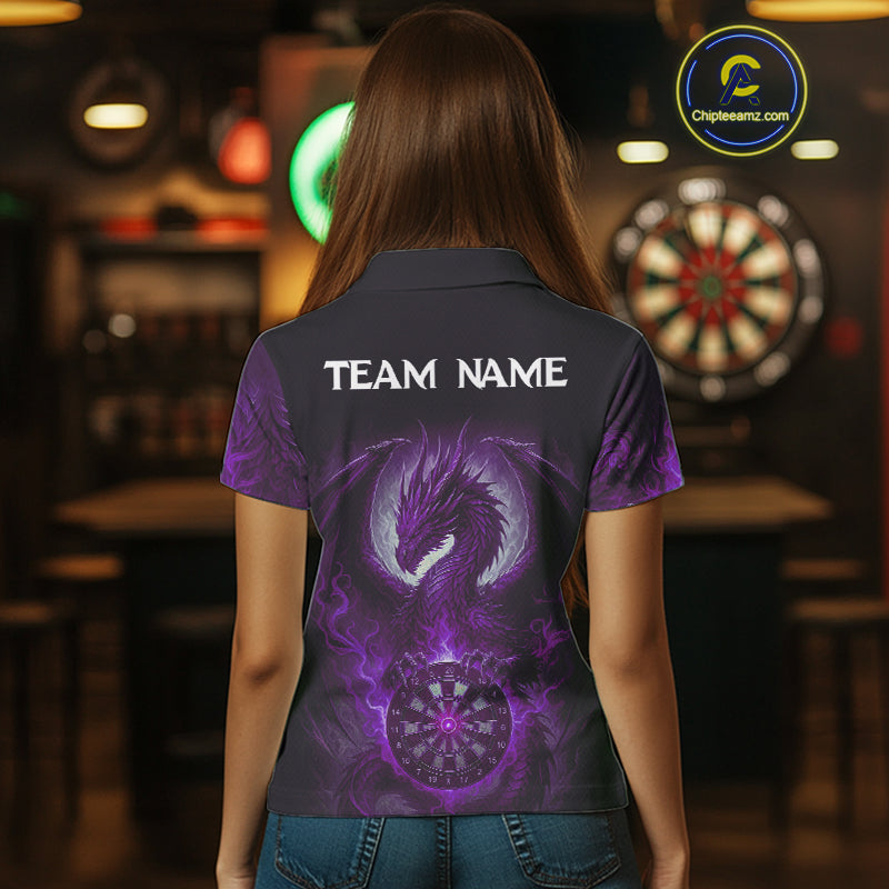 Custom Black And Purple Smoke Dragon Dartboard Dart Shirt For Women Outfits Dart Jerseys NYN1089