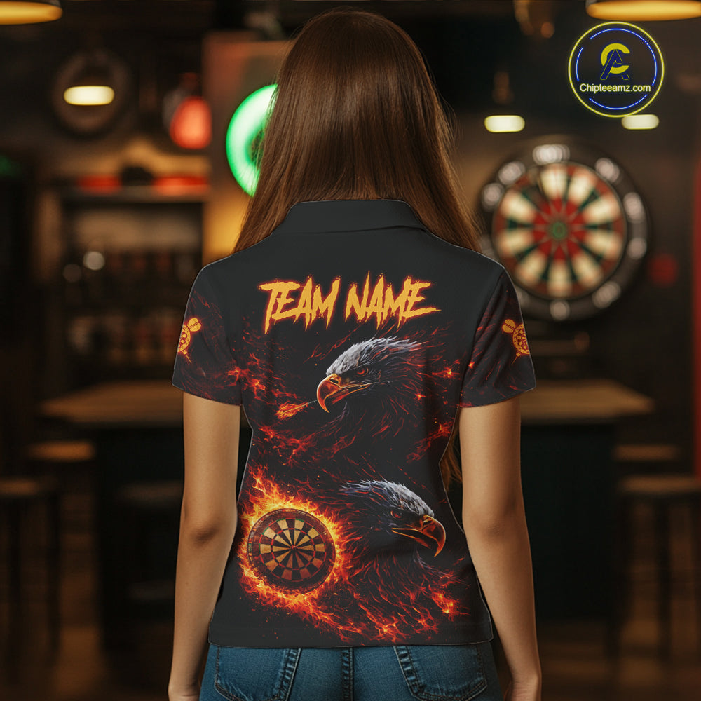 Eagle Couple Flame Dartboard & Arrow Women Darts Polo Shirt Custom Outfits Dart Team Jerseys NYN2508
