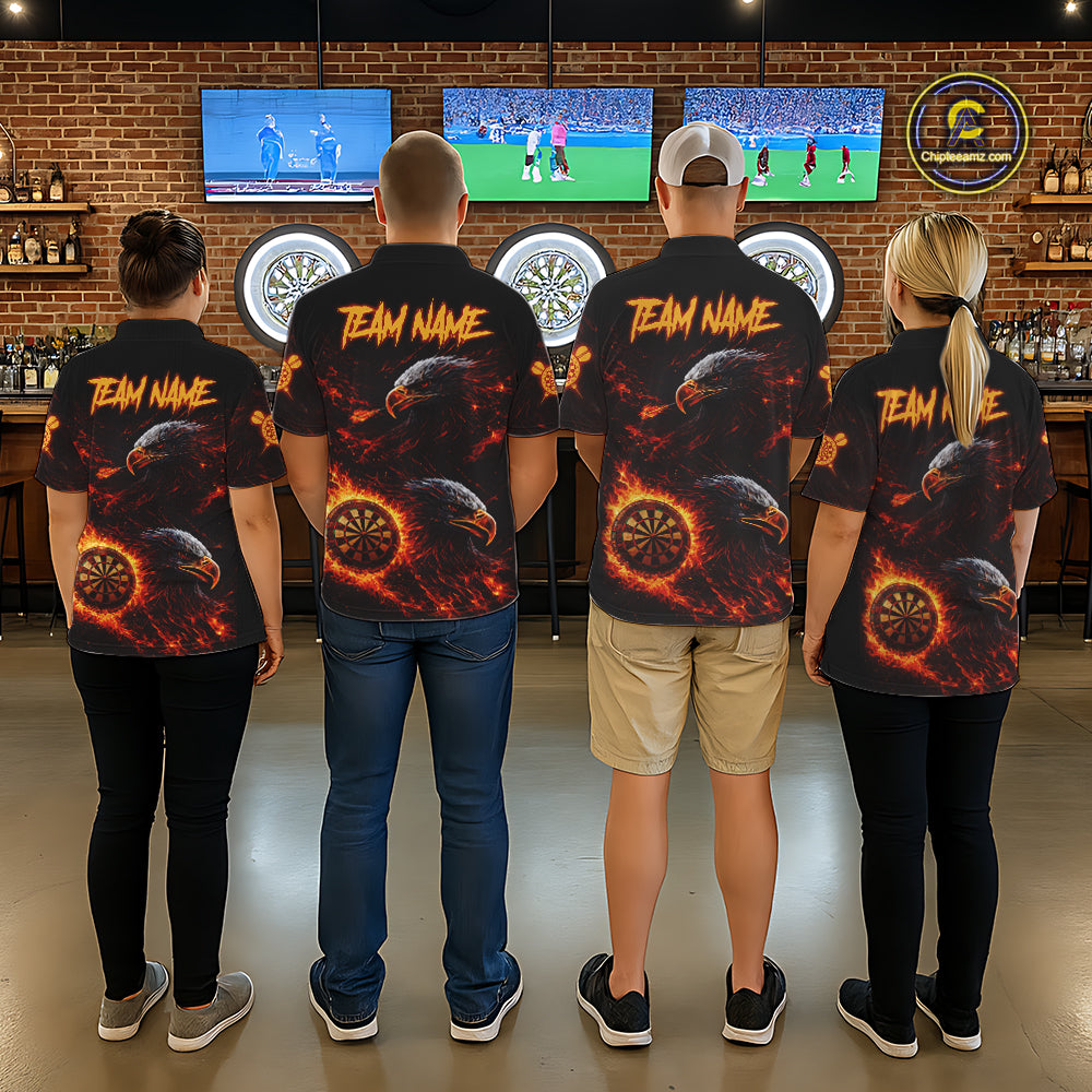 Eagle Couple Flame Dartboard & Arrow Men Darts Polo Shirt Custom Outfits Dart Team Jerseys NYN2508