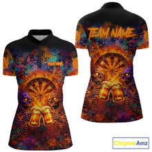 Load image into Gallery viewer, Funny Skeleton Cheer Beer Flame Women Darts Quarter-Zip Shirt Custom Graffiti Dart Team Jerseys NYN2513
