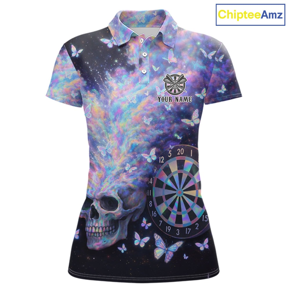 Custom Holographic Smokes Skull Dartboard Women Dart Polo Shirt Butterfly Dart Jerseys NYN2709