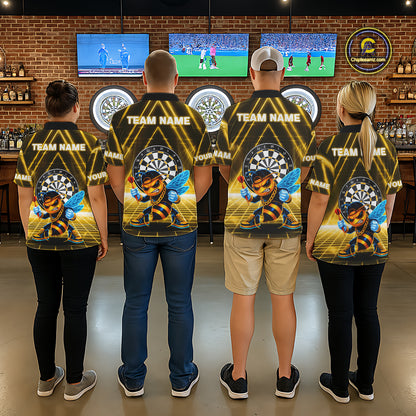 Lightning Yellow Neon Electric Funny Bee Men Dart 1/4-Zip Shirt Custom Team Name For Darters NYN2710