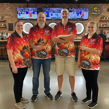 Load image into Gallery viewer, Mens Darts Funny Rooster Red Flames Polo Shirt Custom Name Polo Quarter Zip Shirt Gift For Darters NYN2857