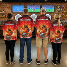 Load image into Gallery viewer, Mens Darts Funny Rooster Red Flames Polo Shirt Custom Name Polo Quarter Zip Shirt Gift For Darters NYN2857