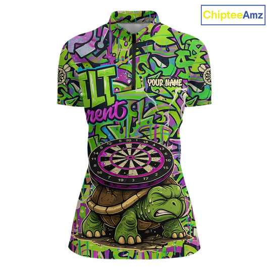 Personalized Funny Dart Shirt Dartboard Turtle Polo Quarter Zip Shirt Custom Team Shirt For Women NYN2859
