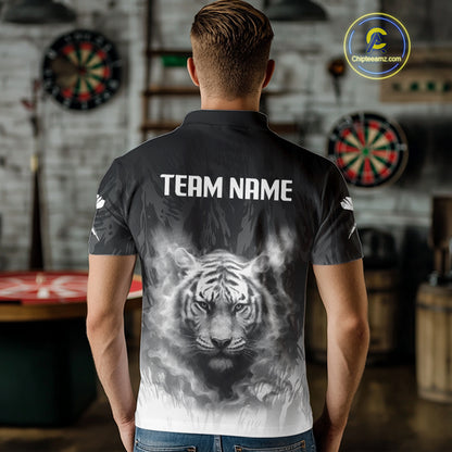Men's Custom Darts Shirt With Pale Smoke Tiger Grunnge Pattern Dartboard NYN0296