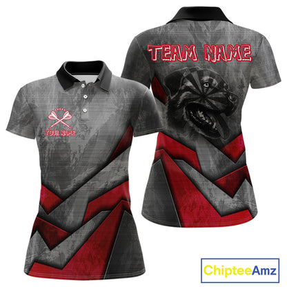 Aggressive Dog Dartboard Red Darts Shirt For Women - Custom Name For Players NYN0562