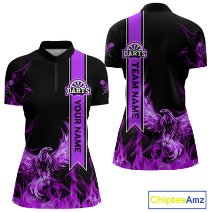 Custom Purple Flames Eagle Dart Shirts For Women Eagle Dart Team Jerseys Personalized NYN1108