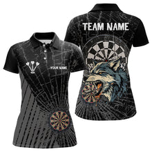 Load image into Gallery viewer, Personalized Wolf Black Darts Boards Polo &amp; 1/4 Zip Shirt For Women, Dart Team Shirts NYN0001