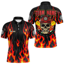 Load image into Gallery viewer, Personalized Skull Firefighter In Flame Custom Darts Shirt For Men, Dart Team Shirts NYN0003