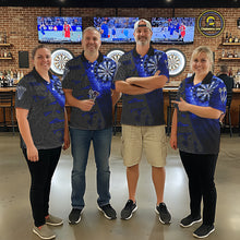 Load image into Gallery viewer, Custom Womens Dart Polo &amp; Quarter Zip Shirt Pattern Dartboard Blue Flames Darts Team Jersey NYN2867
