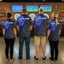 Load image into Gallery viewer, Custom Womens Dart Polo &amp; Quarter Zip Shirt Pattern Dartboard Blue Flames Darts Team Jersey NYN2867