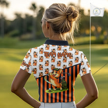 Load image into Gallery viewer, Funny Women Cute Dog Pattern Golf Polo Shirt Custom Orange Golfing Dog Golf Clothes Attire NYN2874