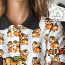 Load image into Gallery viewer, Funny Women Cute Dog Pattern Golf Polo Shirt Custom Orange Golfing Dog Golf Clothes Attire NYN2874