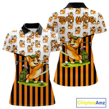 Load image into Gallery viewer, Funny Women Cute Dog Pattern Golf Polo Shirt Custom Orange Golfing Dog Golf Clothes Attire NYN2874
