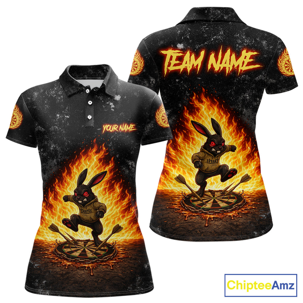 Crazy Rabbit Dartboard Fire Flame Darts Shirt For Women Custom Name & Team Grunge Dart Outfits Jerseys NYN3080