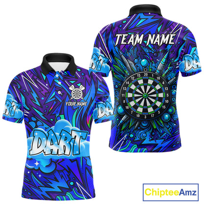 Comic Blast Dartboard Custom Blue Darts Shirt For Men - Name & Team For Players NYN0570