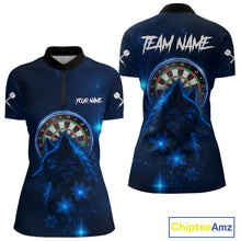 Load image into Gallery viewer, Blue Dark Lightning Wolf Dartboard Women's Darts Shirt - Custom Team Jersey NYN0577