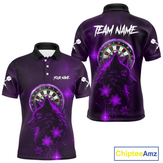 Purple Dark Lightning Wolf Dartboard Men's Darts Shirt - Custom Team Jersey NYN0578