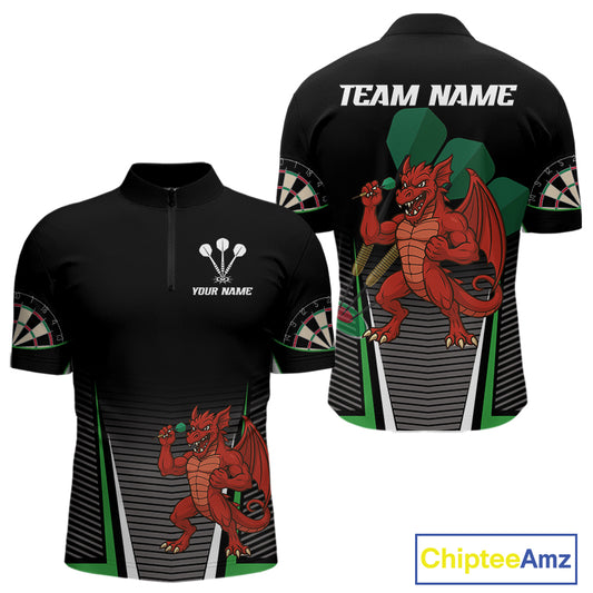 Custom Men's Darts Quarter-Zip Jersey Dragon Plays Darts For Darts Team NYN0772