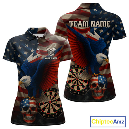 Custom Women's Darts Shirt Eagle US Flag Patriotic Dart Jerseys, Dart Shirts For Lovers NYN1121