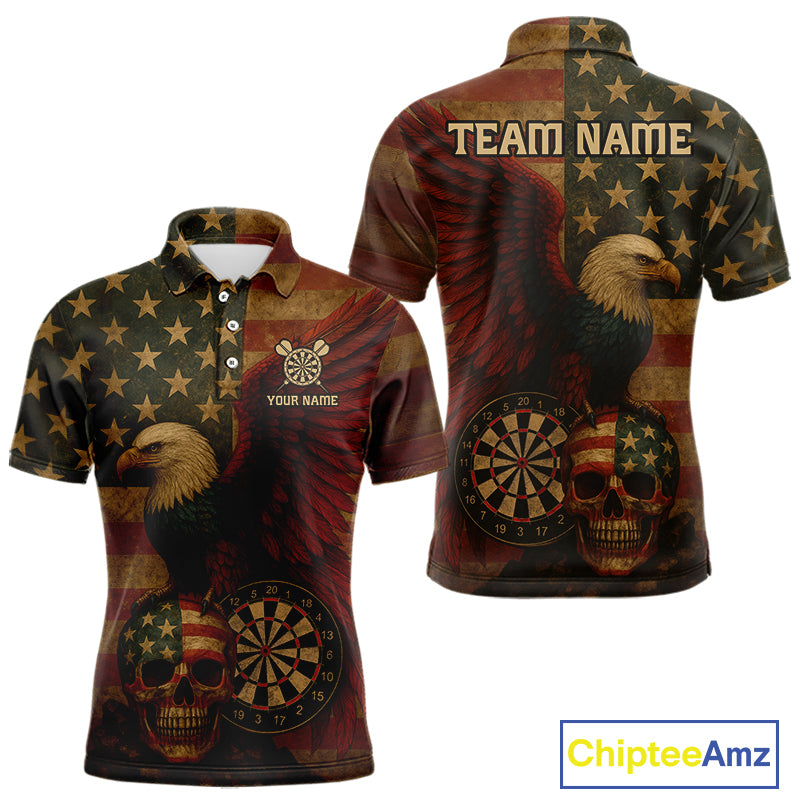 Custom Darts Shirt For Men Retro US Flag Patriotic Dart Jerseys, Vintage Dart Shirts NYN1122