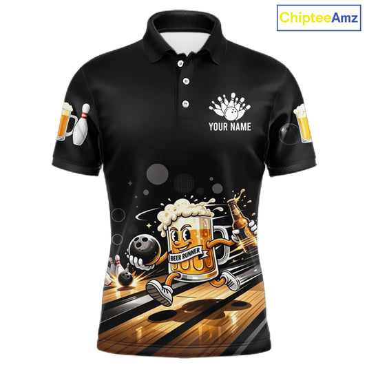 Personalized Beer Runner Funny Bowling Team Shirts For Men Bowling Polo & 1/4-Zip Jersey NYN2724