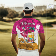 Load image into Gallery viewer, Yellow - Pink Grunge Mens Golf Polo Shirt Custom Flamingo Summer Tropical Golf Team Clothing NYN3263