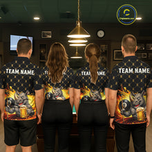 Load image into Gallery viewer, Men women billiard team wearing Beer Funny Rhino custom pool uniforms, funny team billiard jerseys