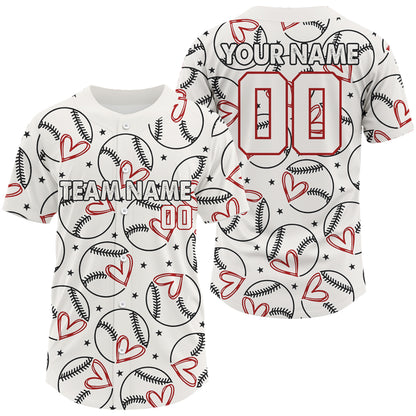 Custom Baseball Jersey For Men Personalized Heart & Baseball, Youth Baseball Jerseys NYN1134