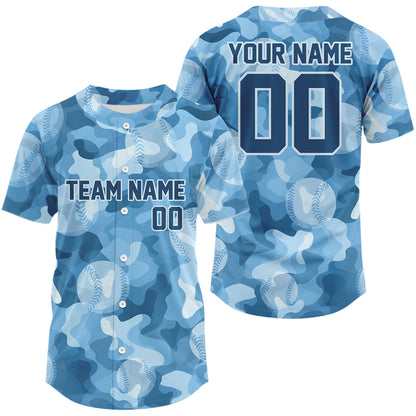 Custom Camouflage Baseball Jersey For Men Personalized Youth Baseball Jerseys | Blue NYN1139
