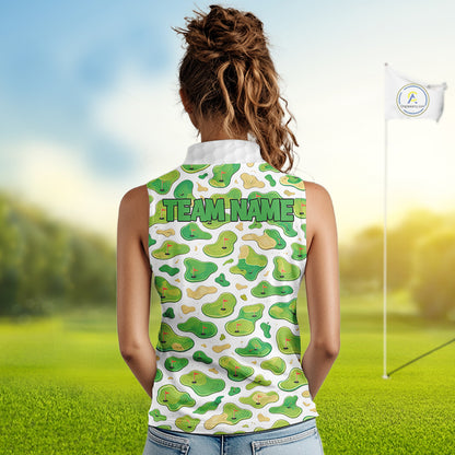 Personalized Womens Golf Sleeveless Polo Shirts Green Golf Courses Custom Name Golf Team Shirt Golf Gifts NYN2880
