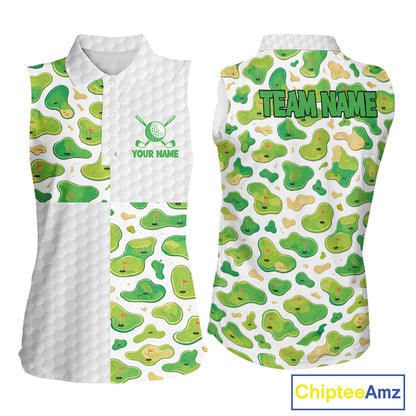 Personalized Womens Golf Sleeveless Polo Shirts Green Golf Courses Custom Name Golf Team Shirt Golf Gifts NYN2880