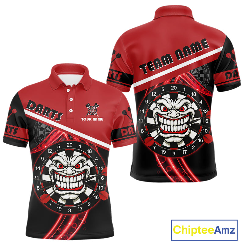 Maroon Lightning Devil Dartboard Darts Shirt For Men - Custom Name & Team Jersey NYN0583